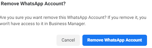 confirm deleting a whatsapp business account