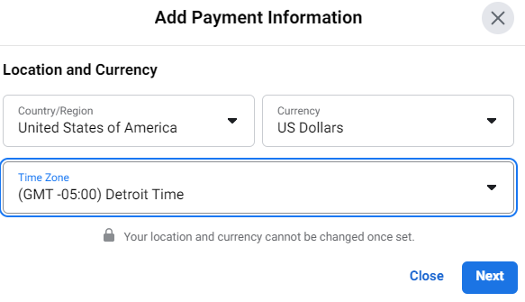 how to add payment method to facebook ad account