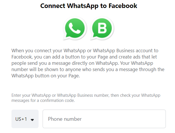 how to connect whatsapp account to Facebook page