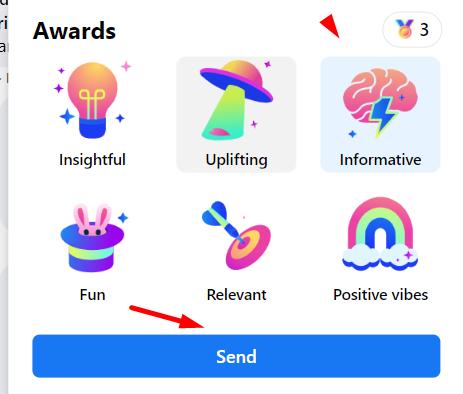 how to send Facebook Group Community Awards