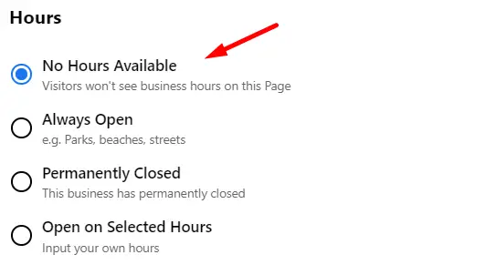 no hours available on Facebook page
