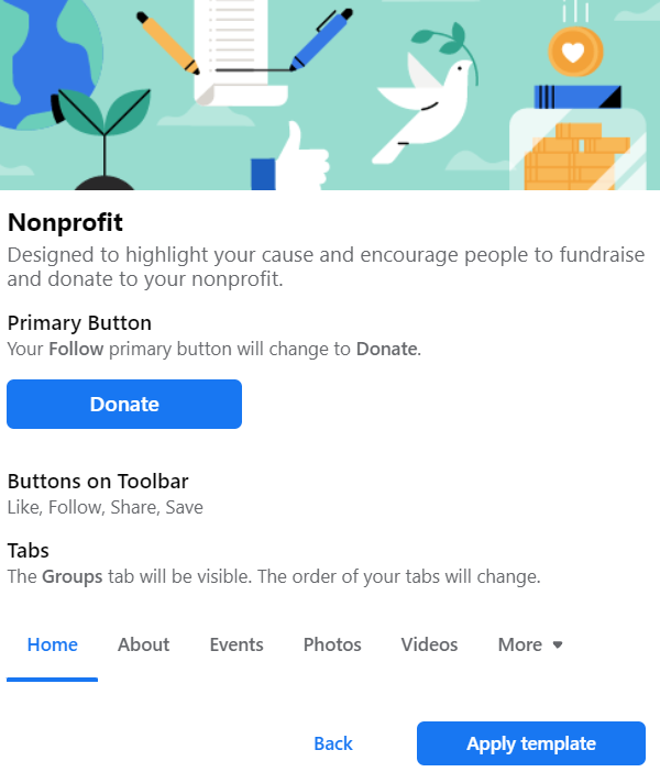 nonprofit Facebook page template