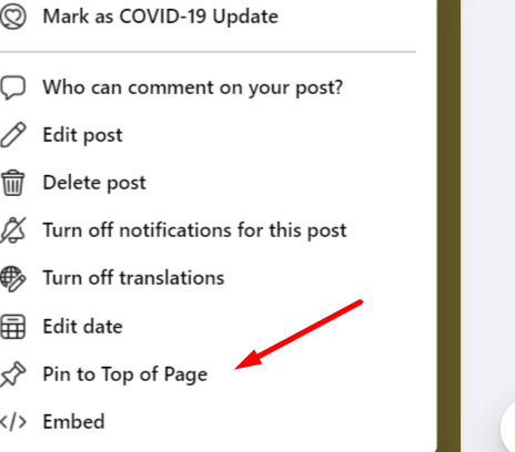 pin a post as a Facebook page welcome post