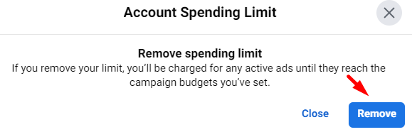 remove Facebook ad account spending limits