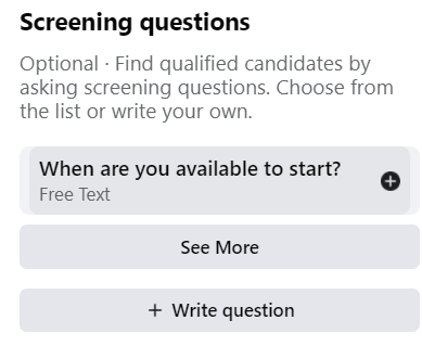 screening question - facebook job post