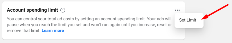 set Facebook Ad Account spending limit