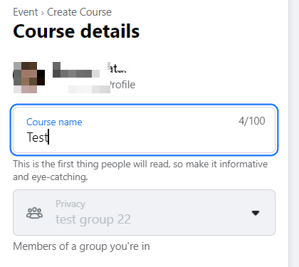 add Facebook group course details