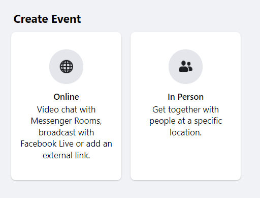 create online or in-person event