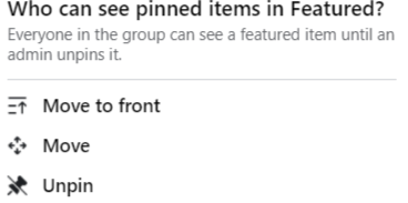move to front of the Facebook group featured section
