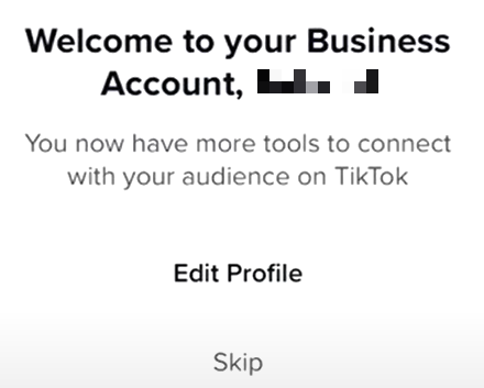 switched to tiktok business account