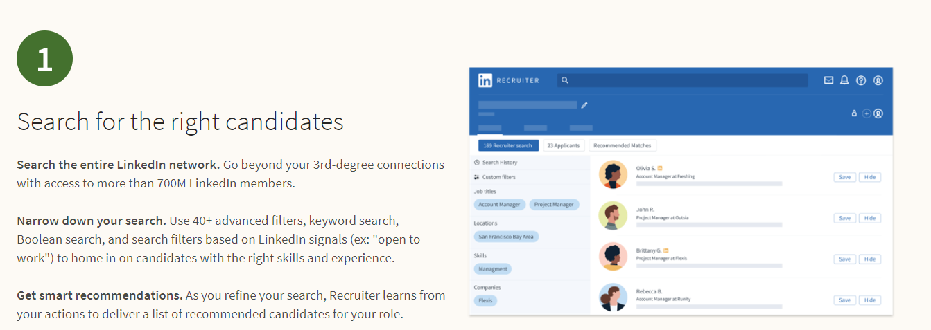 LinkedIn Recruiter features