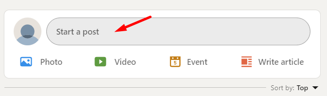 start a post on LinkedIn