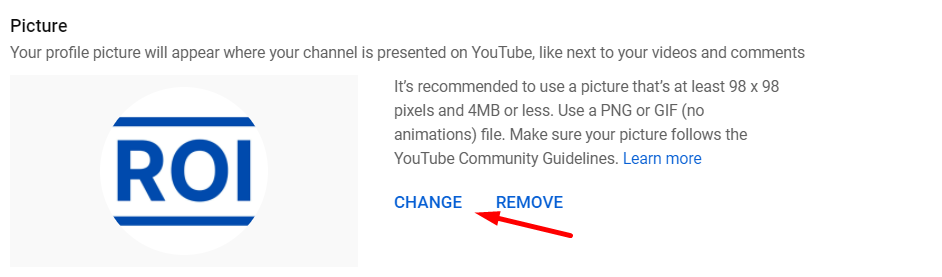 change the YouTube channel profile picture