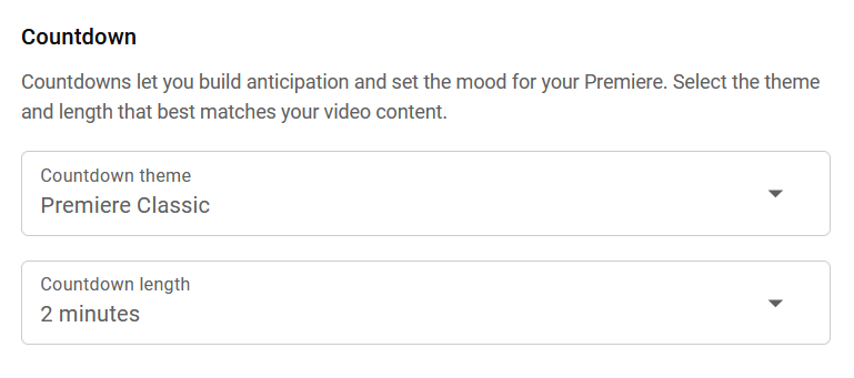 customize youtube scheduled premiere and countdown