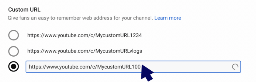 customize YouTUbe channel URL