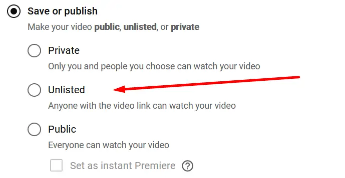publish unlisted youtube video