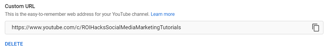 youtube channel custom URL