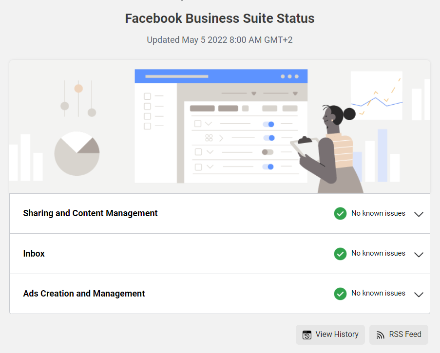 Facebook Business Suite Status tool -