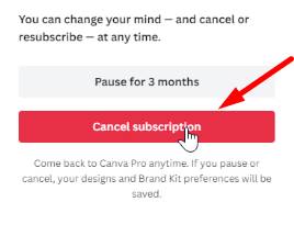 cancel Canva subscription confirmation