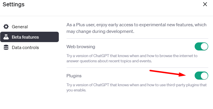 ChatGPT plugins enabled 2